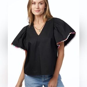 CROSBY by Mollie Burch Ruffle Sleeve  Blouse size Small